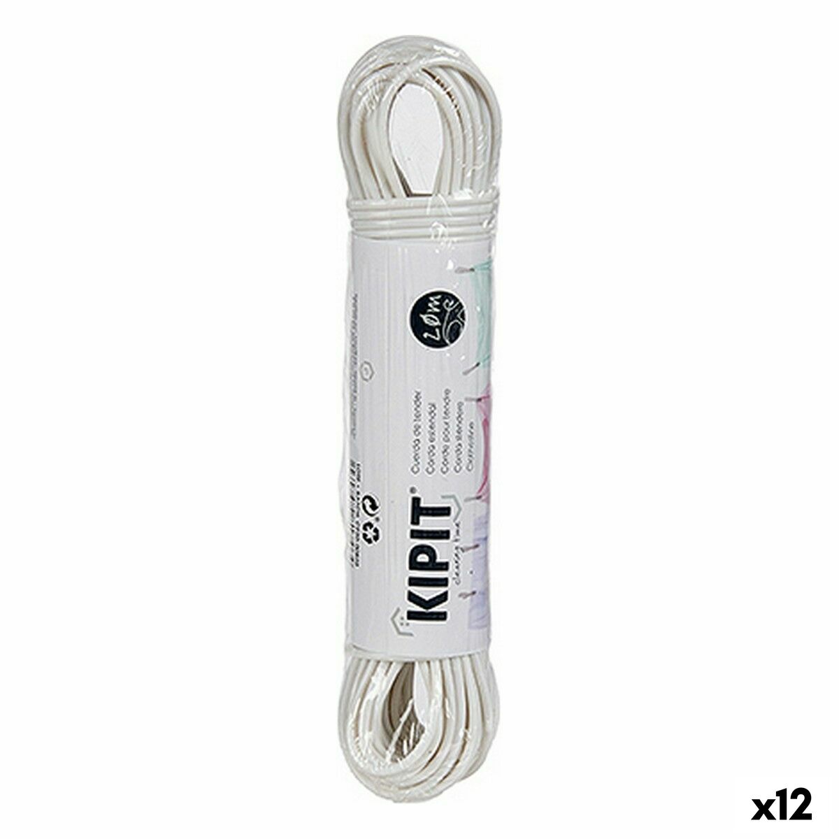 Tvättlina Kipit Vit PVC 20 m 20,5 x 4 x 3,5 cm (12 antal) - 3