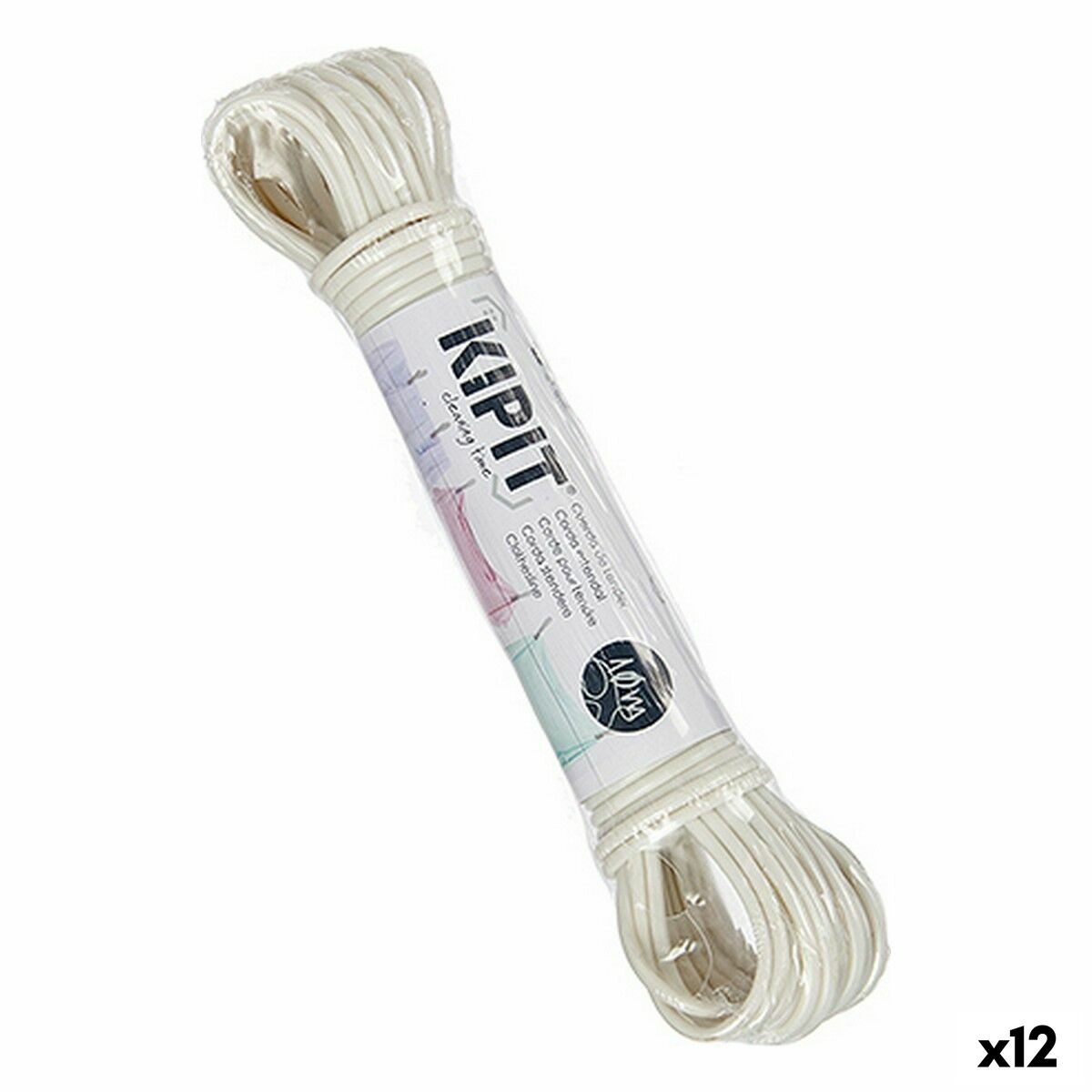 Tvättlina Kipit Vit PVC 10 m 18 x 3 x 4 cm (12 antal)