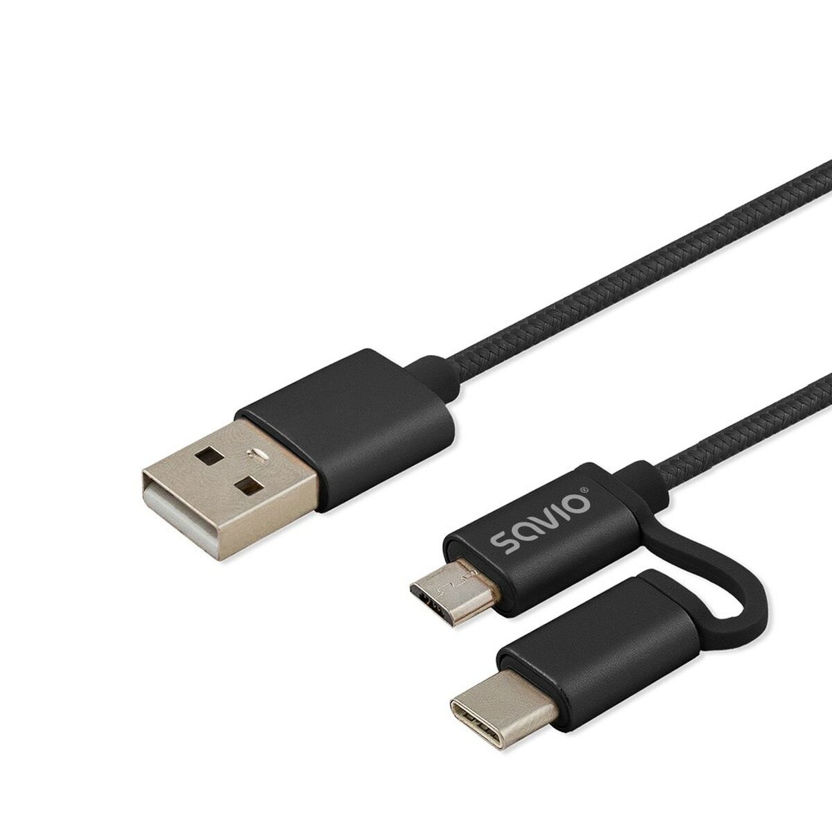 USB-kabel till mikro-USB och USB C Savio CL-128 Svart 1 m - 5