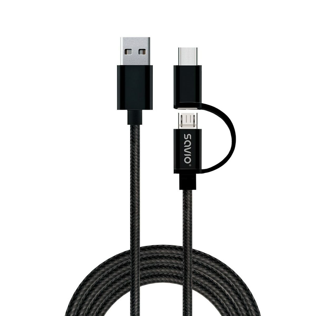 USB-kabel till mikro-USB och USB C Savio CL-128 Svart 1 m - 6