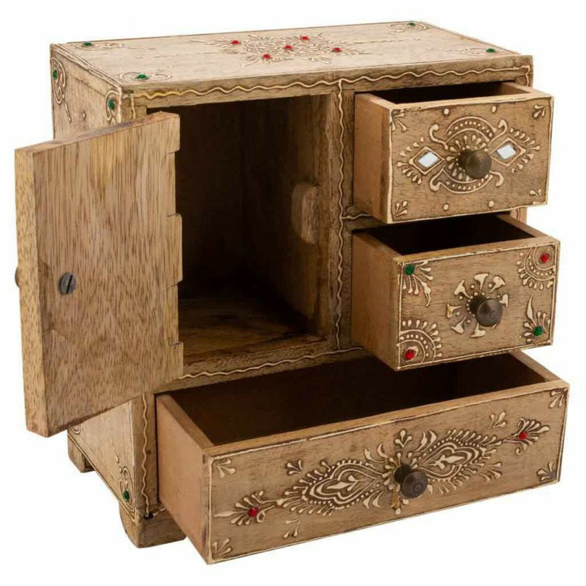Smyckeskrin Alexandra House Living Ljusbrun Mangoträ 10 x 19 x 21 cm 3 lådor - 3