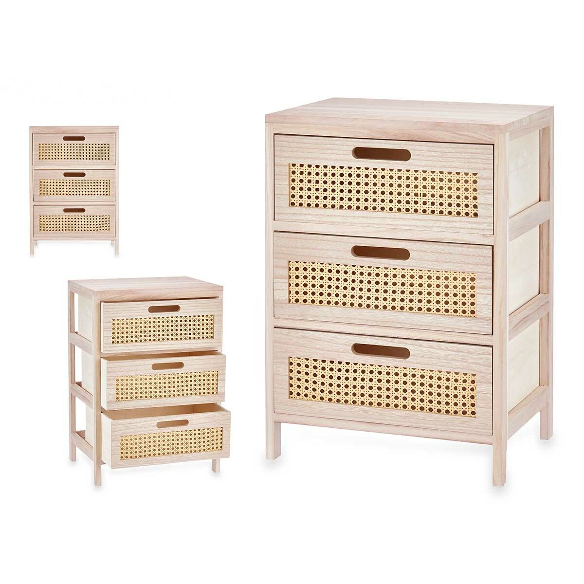 Byrå Gift Decor Rattan Naturell 40 x 58 x 29 cm 3 lådor - 2
