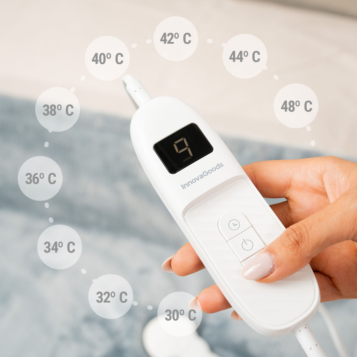 Elektrisk filt Heklet InnovaGoods Vit Grå 130 x 180 cm 160 W - 5