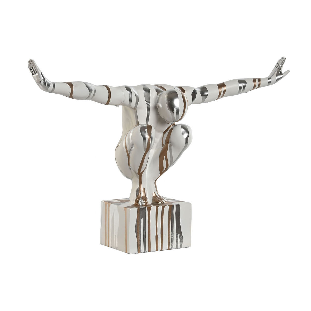 Prydnadsfigur Home ESPRIT Vit Gyllene Silvrig Män 49 x 16 x 33 cm