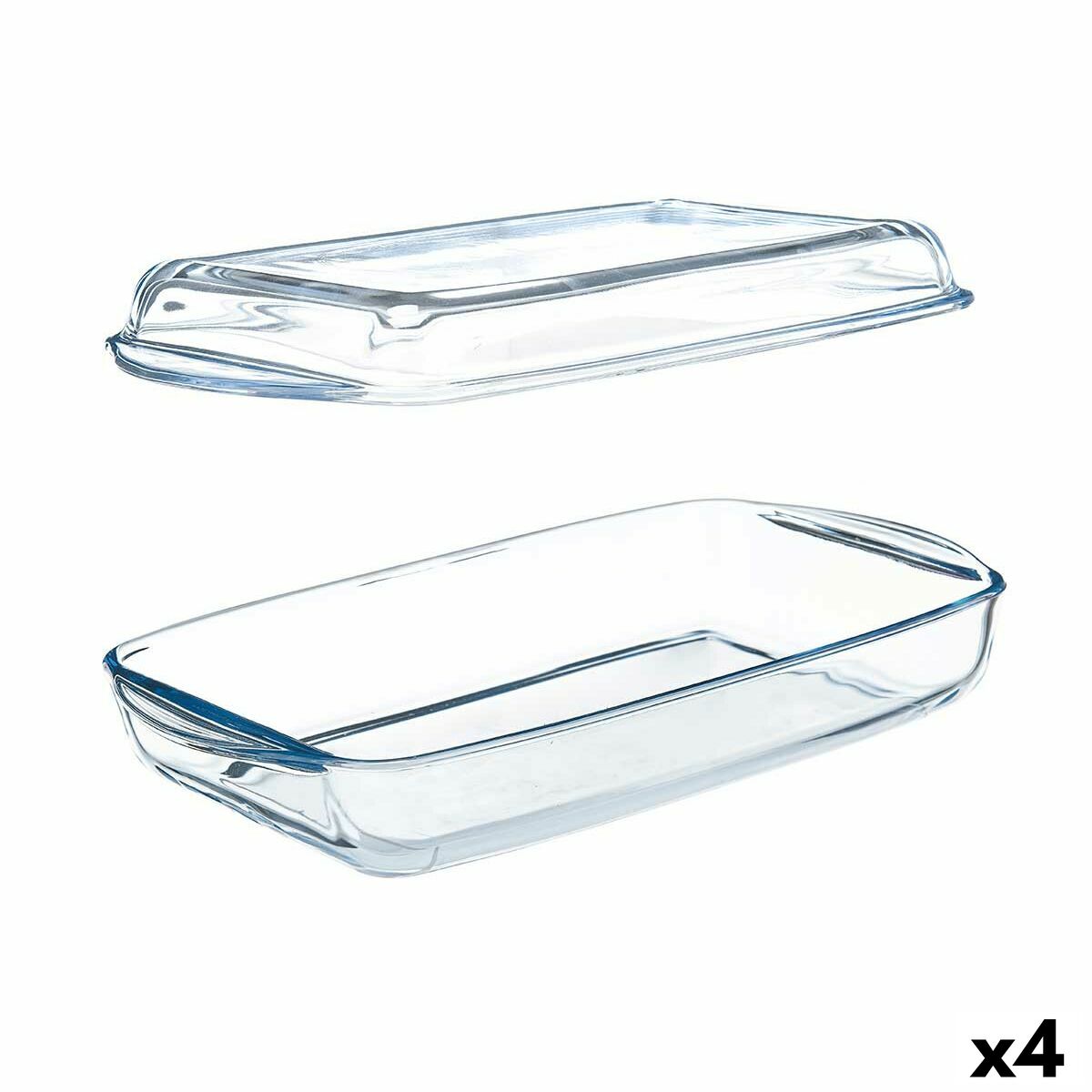 Bricka med lock Pasabahce Borcam Transparent Borosilikatglas 1,9 L (4 antal)