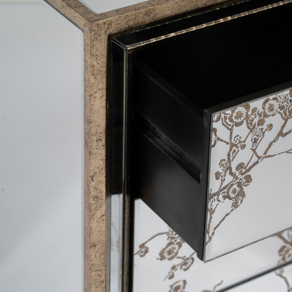 Nattduksbord CHLOE Gyllene Speglar Glas Trä MDF 49 x 40 x 60 cm - 5