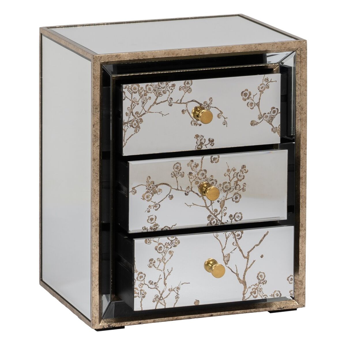 Nattduksbord CHLOE Gyllene Speglar Glas Trä MDF 49 x 40 x 60 cm - 3