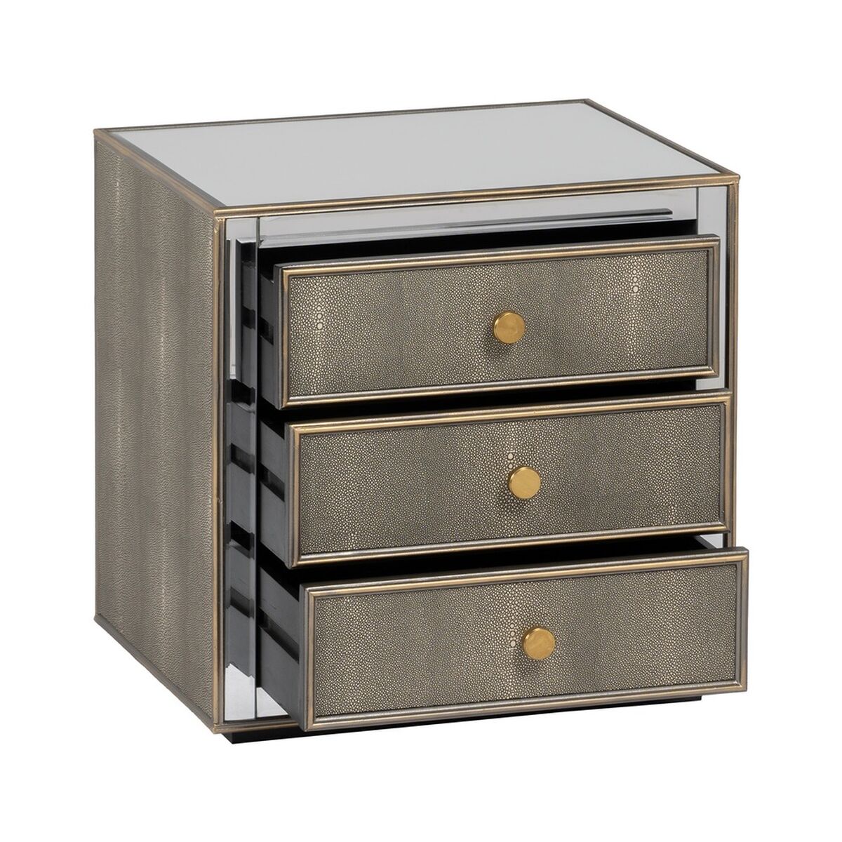 Nattduksbord CHLOE Gyllene Speglar Glas Trä MDF 51 x 41 x 51 cm - 3