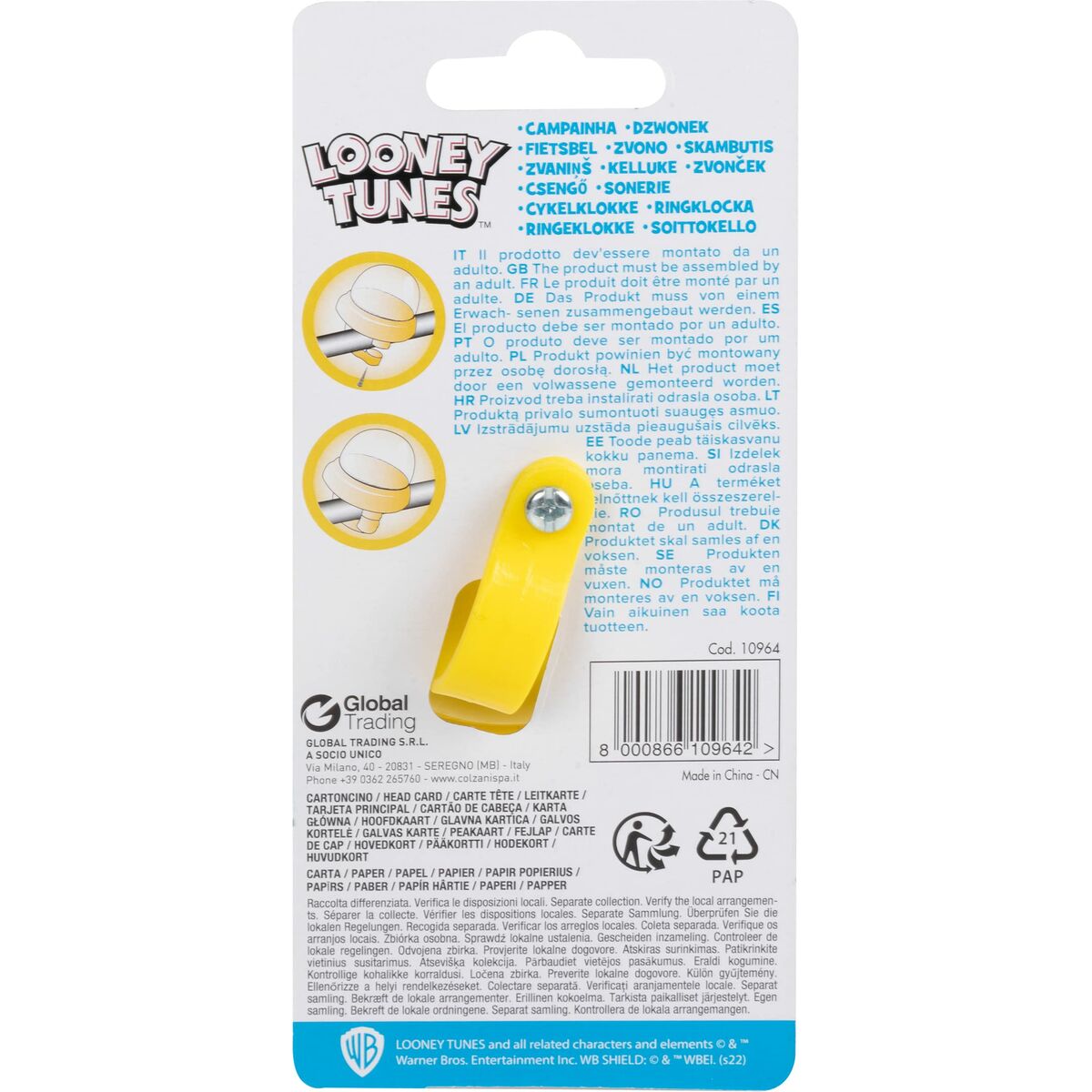 Ringklocka för barn Looney Tunes CZ10964 Gul - 2