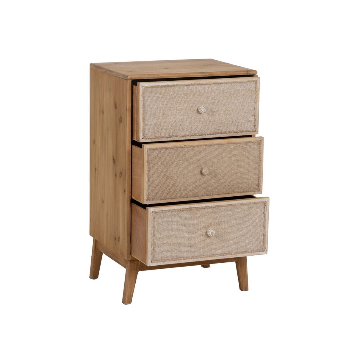 Nattduksbord GEREL Naturell Granträ Trä MDF Naturliga fibrer 46 x 37 x 76 cm - 3