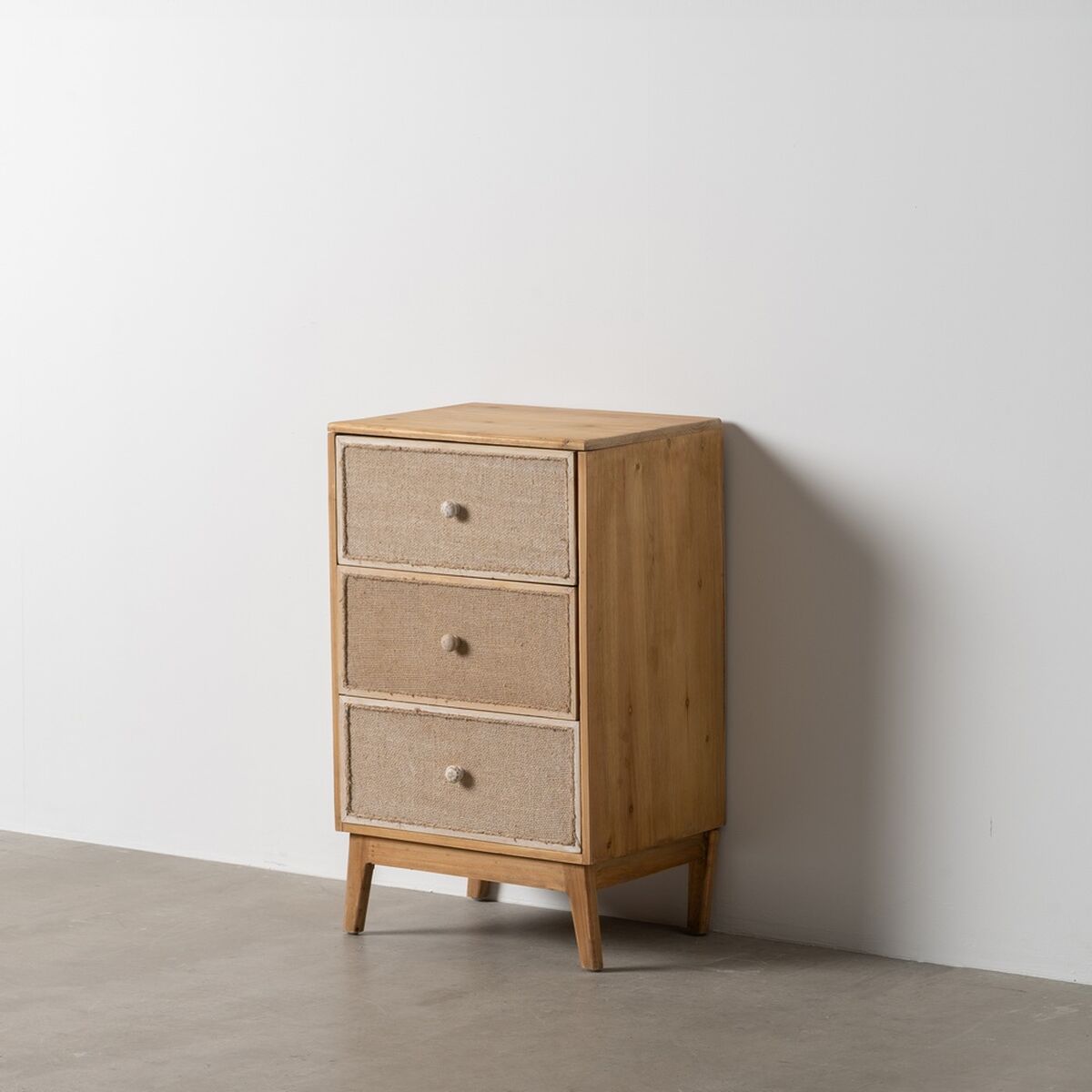 Nattduksbord GEREL Naturell Granträ Trä MDF Naturliga fibrer 46 x 37 x 76 cm - 2