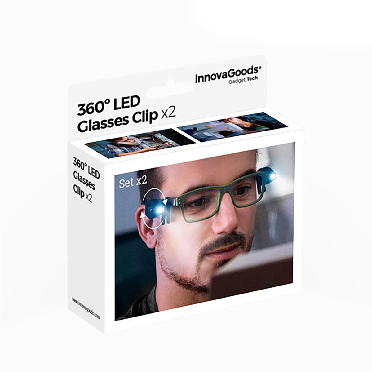Klämma med LED för glasögon 360º InnovaGoods 2 antal - 22