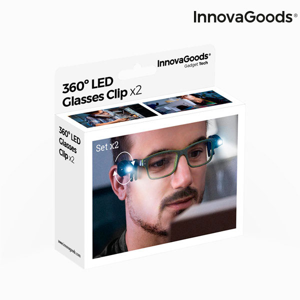 Klämma med LED för glasögon 360º InnovaGoods 2 antal - 3