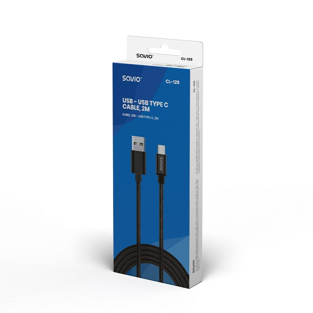 USB A till USB C Kabel Savio CL-129 Svart 2 m - 3
