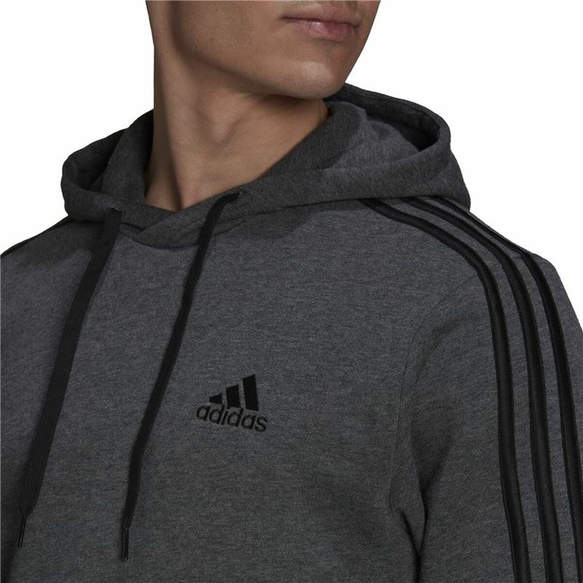 Tröja med huva Herr Adidas 3 Stripes Ljusgrå - 7