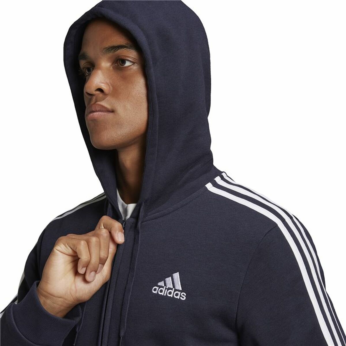 Tröja med huva Herr Adidas 3 Stripes Mörkblå - 7