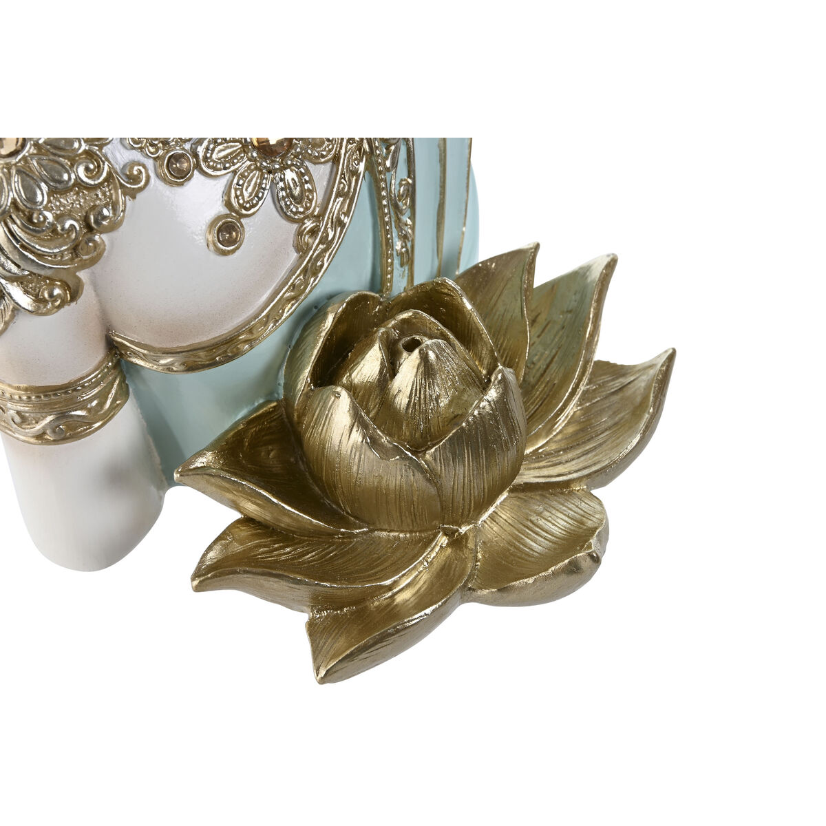 Prydnadsfigur Home ESPRIT Turkos Gyllene Buddha Orientalisk 12 x 12 x 22 cm - 4