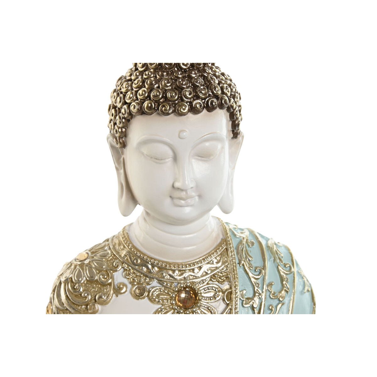 Prydnadsfigur Home ESPRIT Turkos Gyllene Buddha Orientalisk 12 x 12 x 22 cm - 5