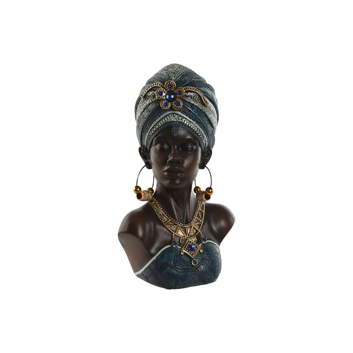 Prydnadsfigur Home ESPRIT Blå Svart Gyllene Afrikanska 15 x 11 x 25 cm