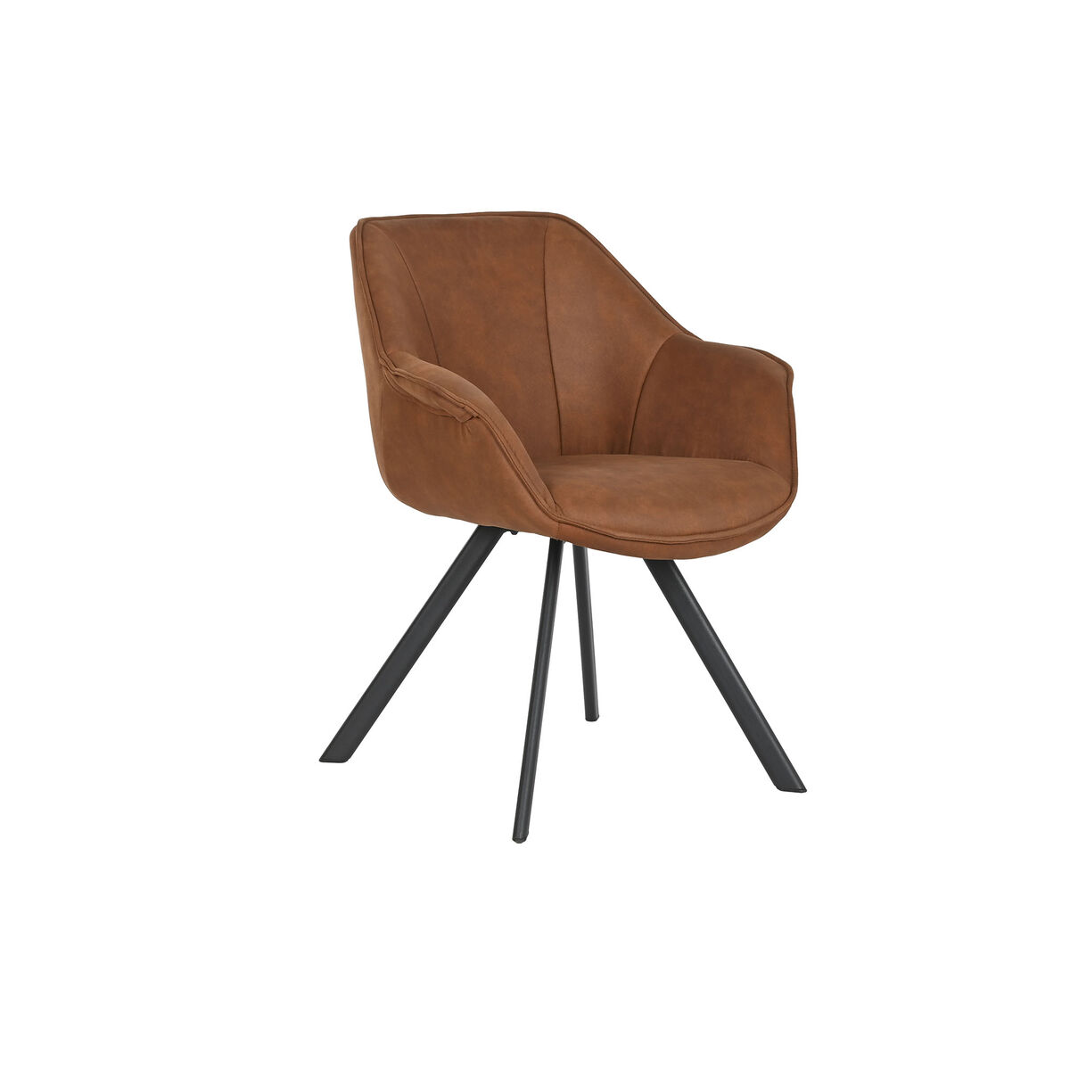Matsalsstol Home ESPRIT Svart Kamel Metall Mikrofiber 64 x 67 x 85 cm 67 x 64 x 83 cm