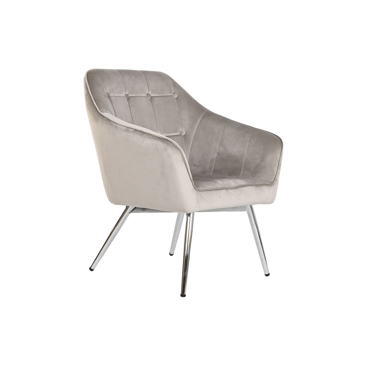 Fåtölj Home ESPRIT Grå Kräm Gyllene Silvrig Polyester Metall 74 x 74 x 90 cm 74 x 67 x 90 cm
