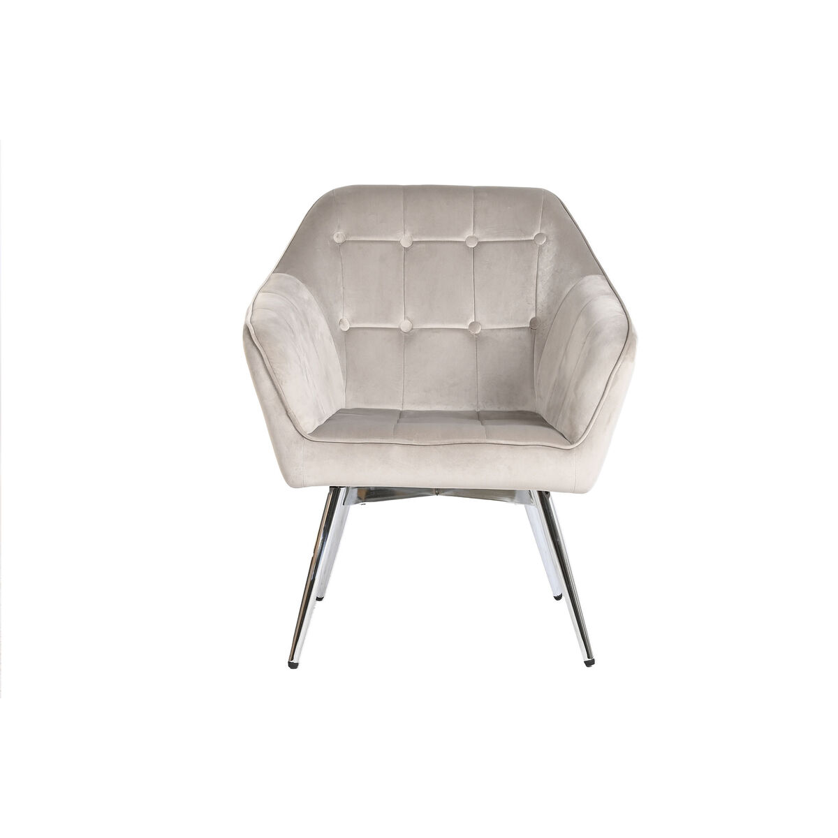Fåtölj Home ESPRIT Grå Kräm Gyllene Silvrig Polyester Metall 74 x 74 x 90 cm 74 x 67 x 90 cm - 2