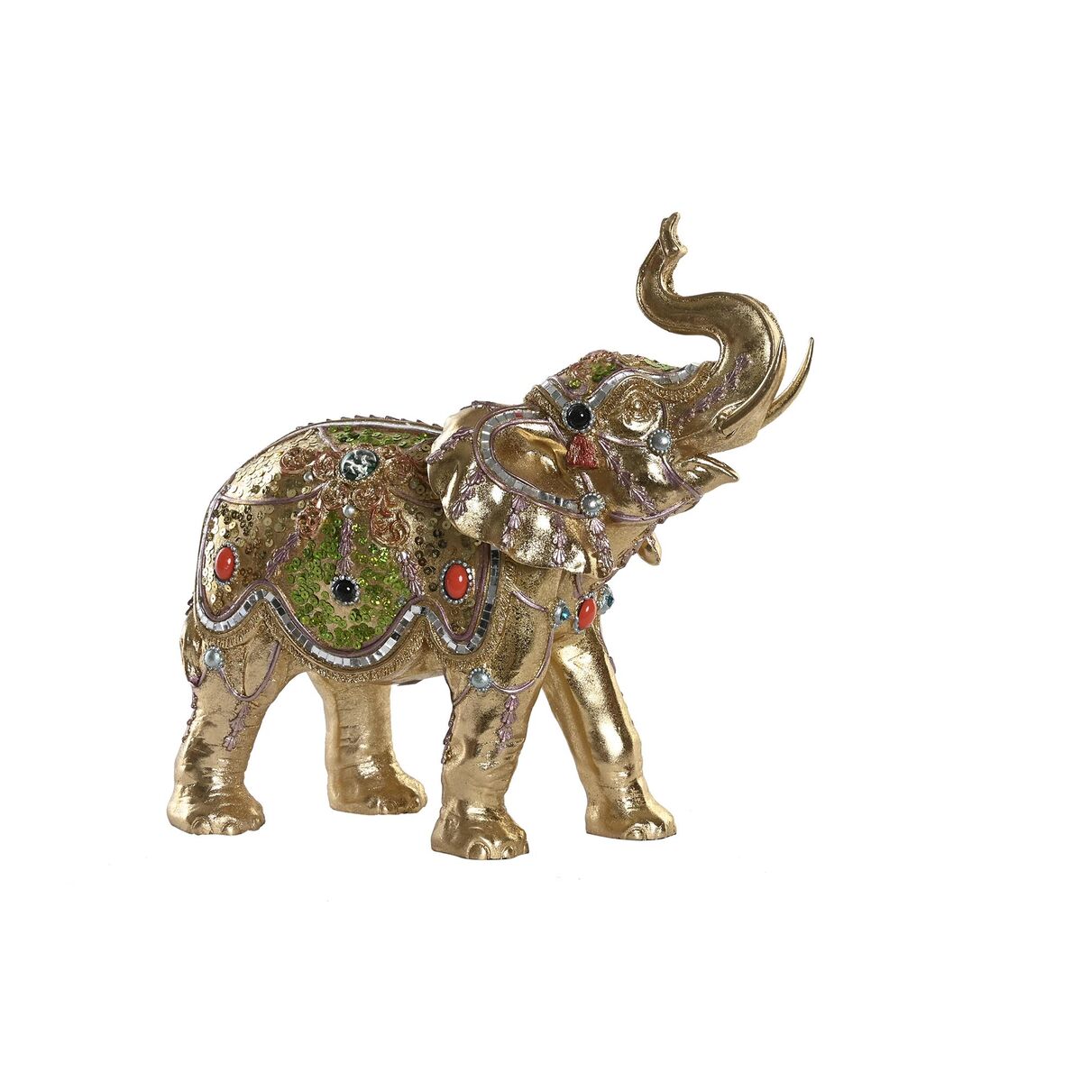 Prydnadsfigur DKD Home Decor 33 x 15,5 x 31 cm Elefant Gyllene Kolonial - 3