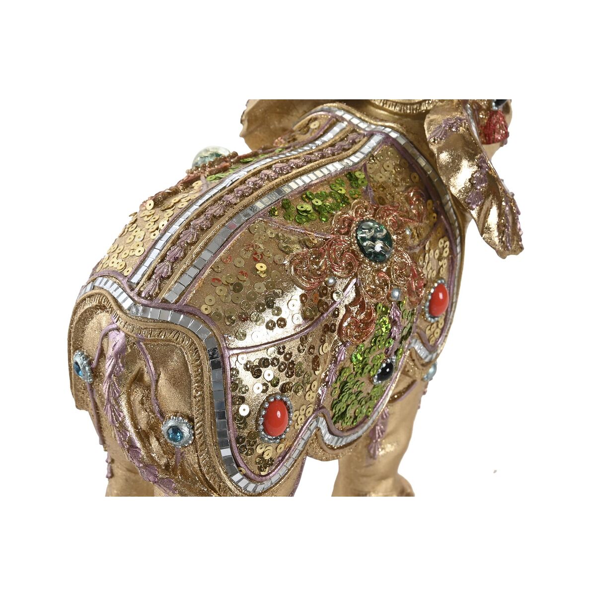 Prydnadsfigur DKD Home Decor 33 x 15,5 x 31 cm Elefant Gyllene Kolonial - 4