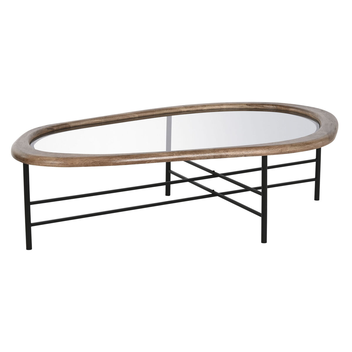 Soffbord Home ESPRIT Brun Svart Glas Granträ 120 x 69 x 33 cm