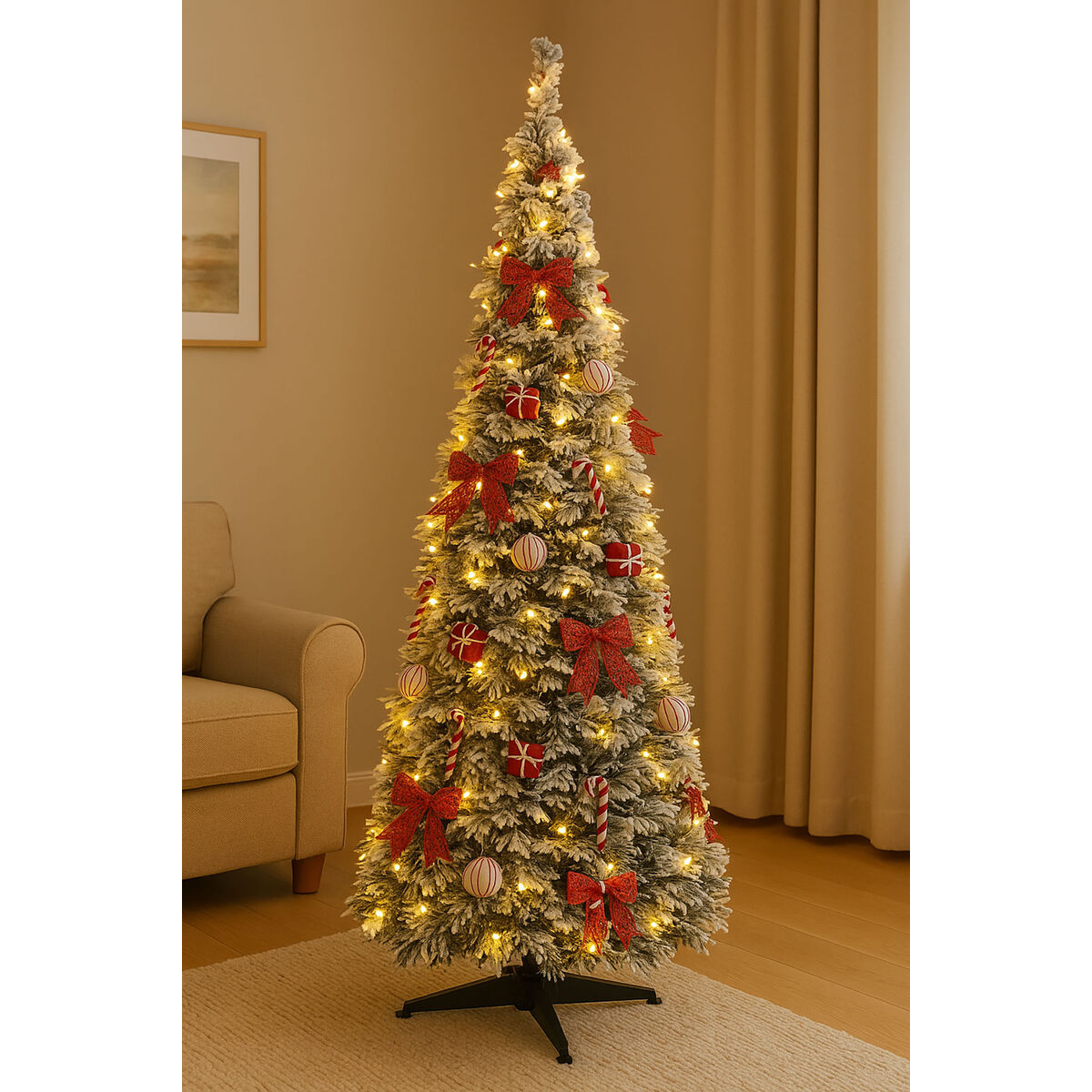 Julgran Home ESPRIT Vit Röd PVC Snöfall