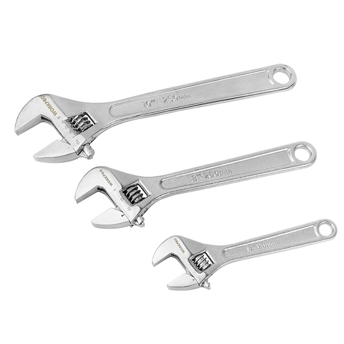 Justerbar skiftnyckel Workpro 15 cm 25 cm 20 cm 3 Delar