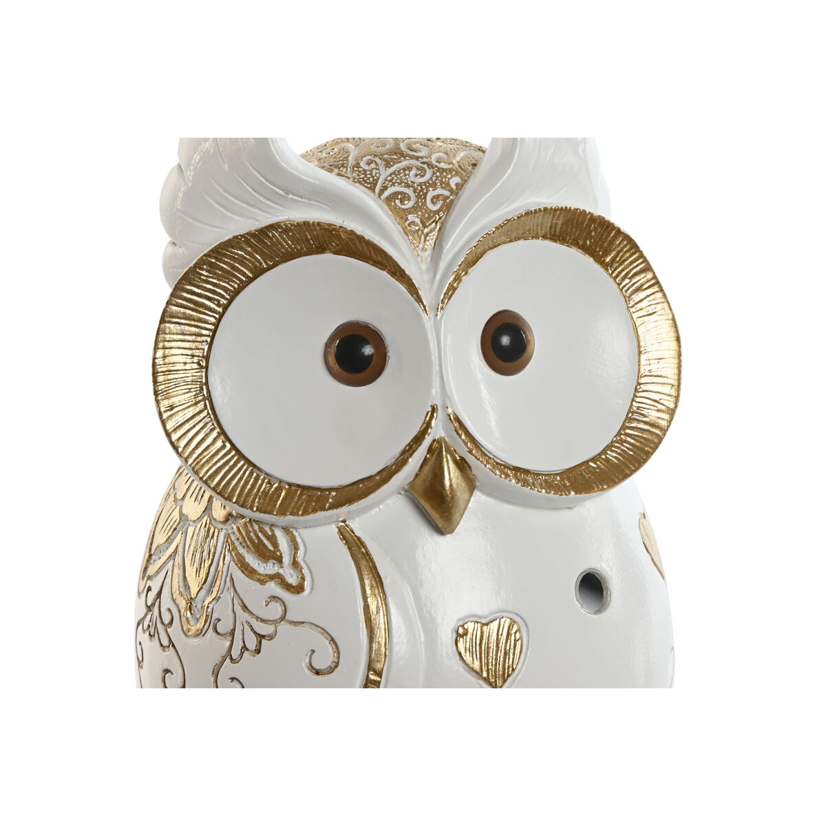 Prydnadsfigur Home ESPRIT Vit Gyllene Uggla Romantisk 10 x 8 x 18 cm - 3