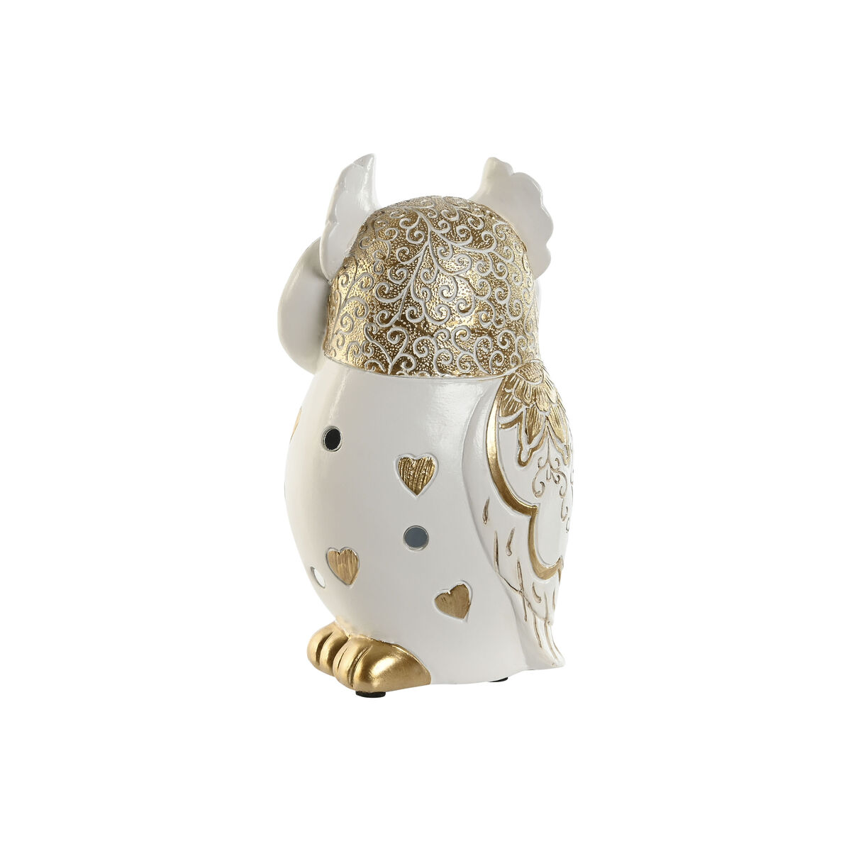 Prydnadsfigur Home ESPRIT Vit Gyllene Uggla Romantisk 10 x 8 x 18 cm - 2
