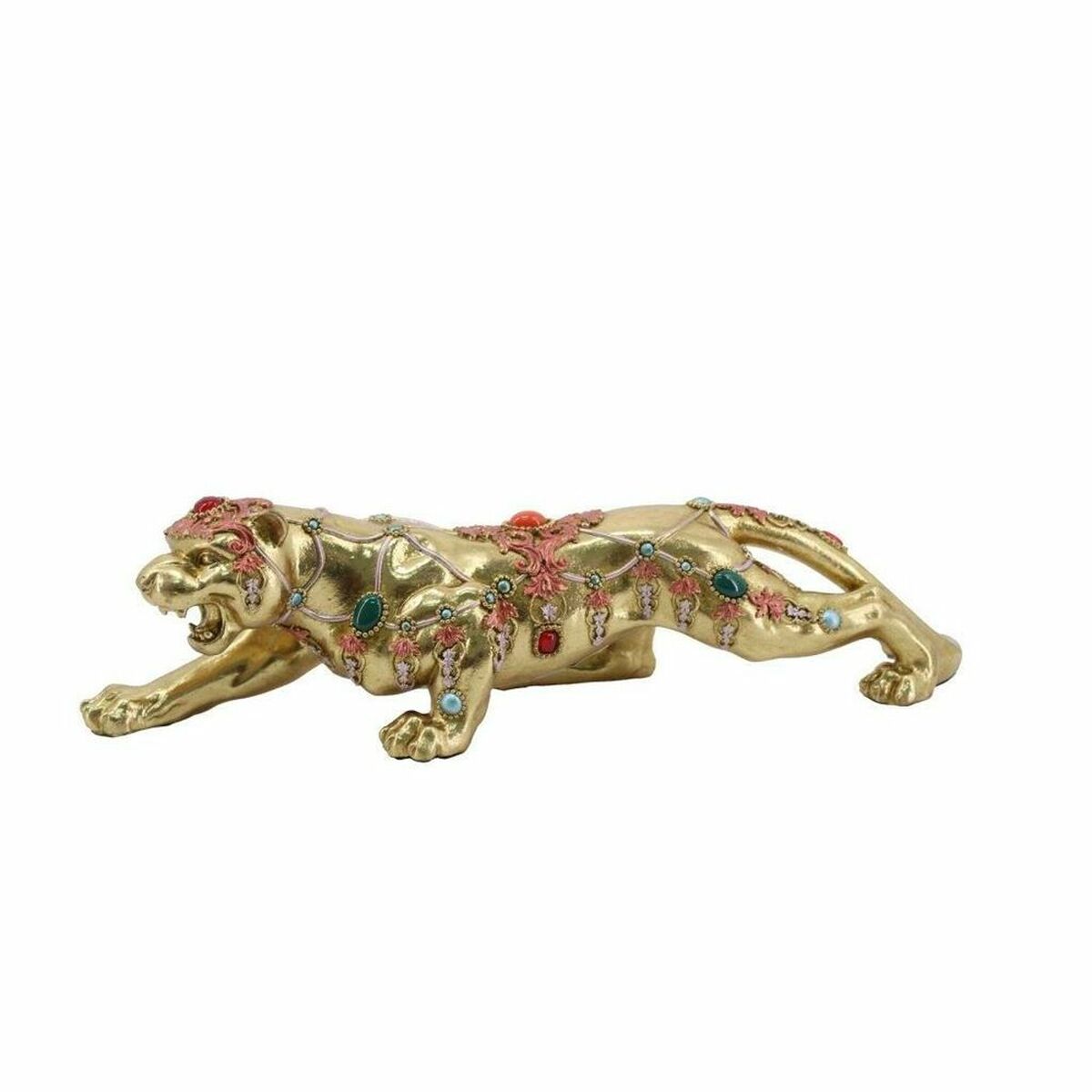 Prydnadsfigur DKD Home Decor 39 x 11 x 10 cm Gyllene Kolonial Panter - 2