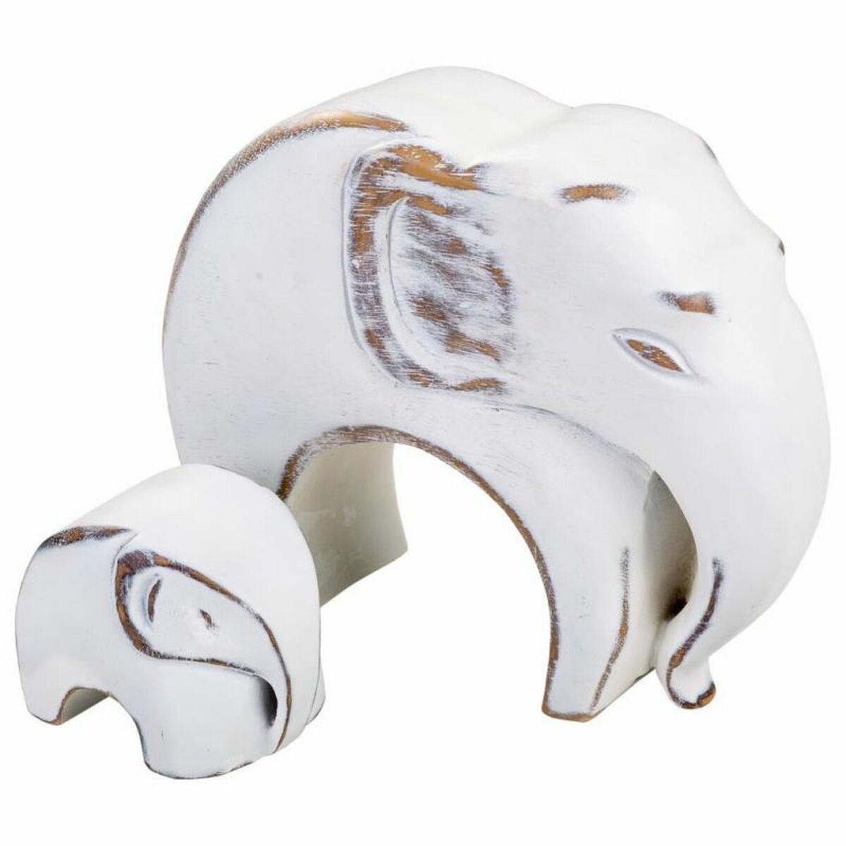 Prydnadsfigur Alexandra House Living Vit Elefant 8 x 21 x 25 cm - 4