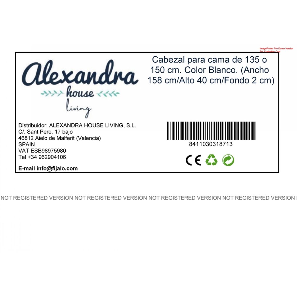 Sänggavel Alexandra House Living Vit 158 x 40 x 18 cm - 4
