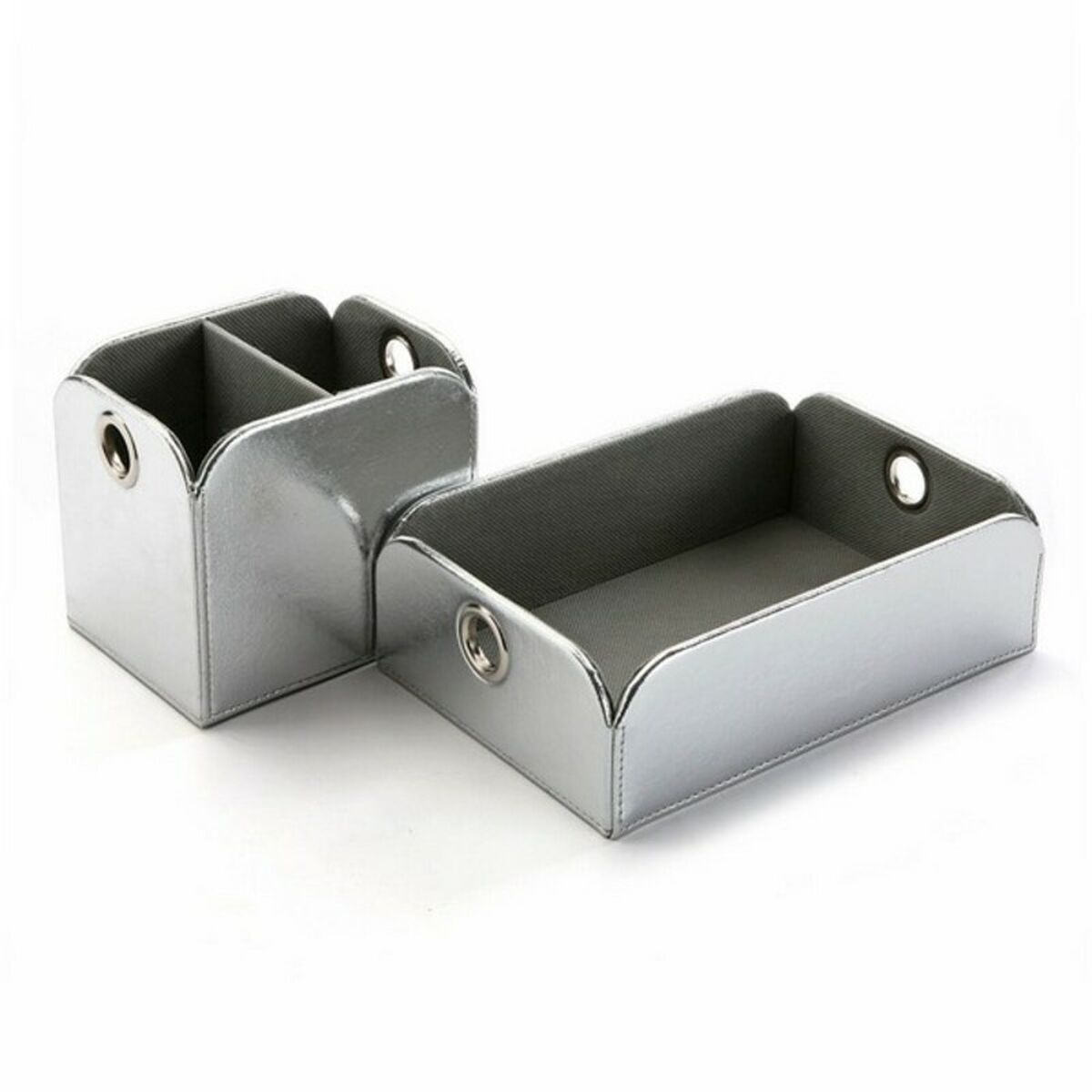 Betjäningsbricka Versa Silver Konstläder Metall (13 x 6,5 x 20 cm) - 2