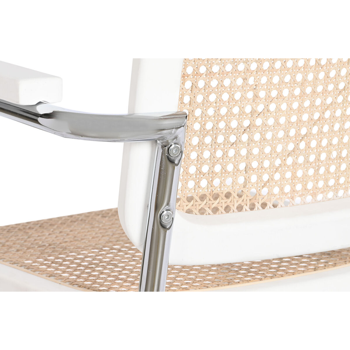 Stol med armstöd DKD Home Decor Vit Silvrig Naturell Rattan Almträ 65,5 x 62 x 79 cm - 5