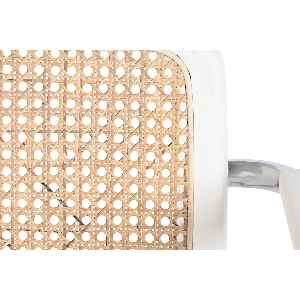 Stol med armstöd DKD Home Decor Vit Silvrig Naturell Rattan Almträ 65,5 x 62 x 79 cm - 2