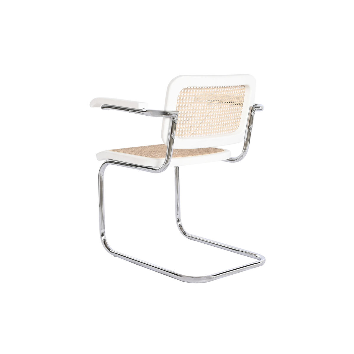 Stol med armstöd DKD Home Decor Vit Silvrig Naturell Rattan Almträ 65,5 x 62 x 79 cm - 4