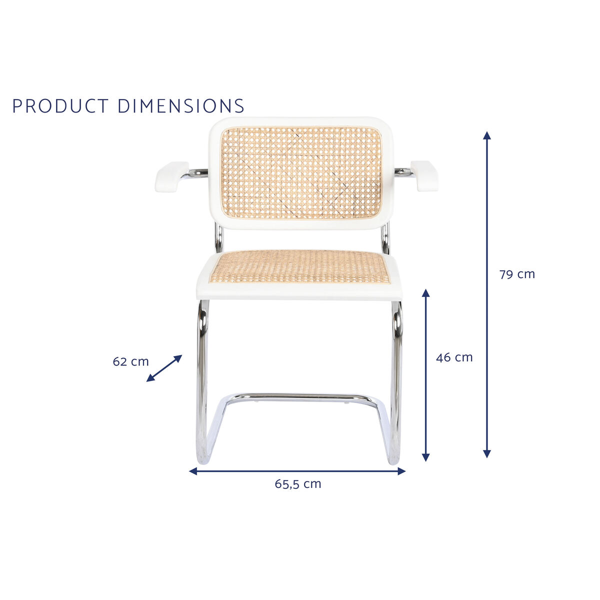 Stol med armstöd DKD Home Decor Vit Silvrig Naturell Rattan Almträ 65,5 x 62 x 79 cm - 3