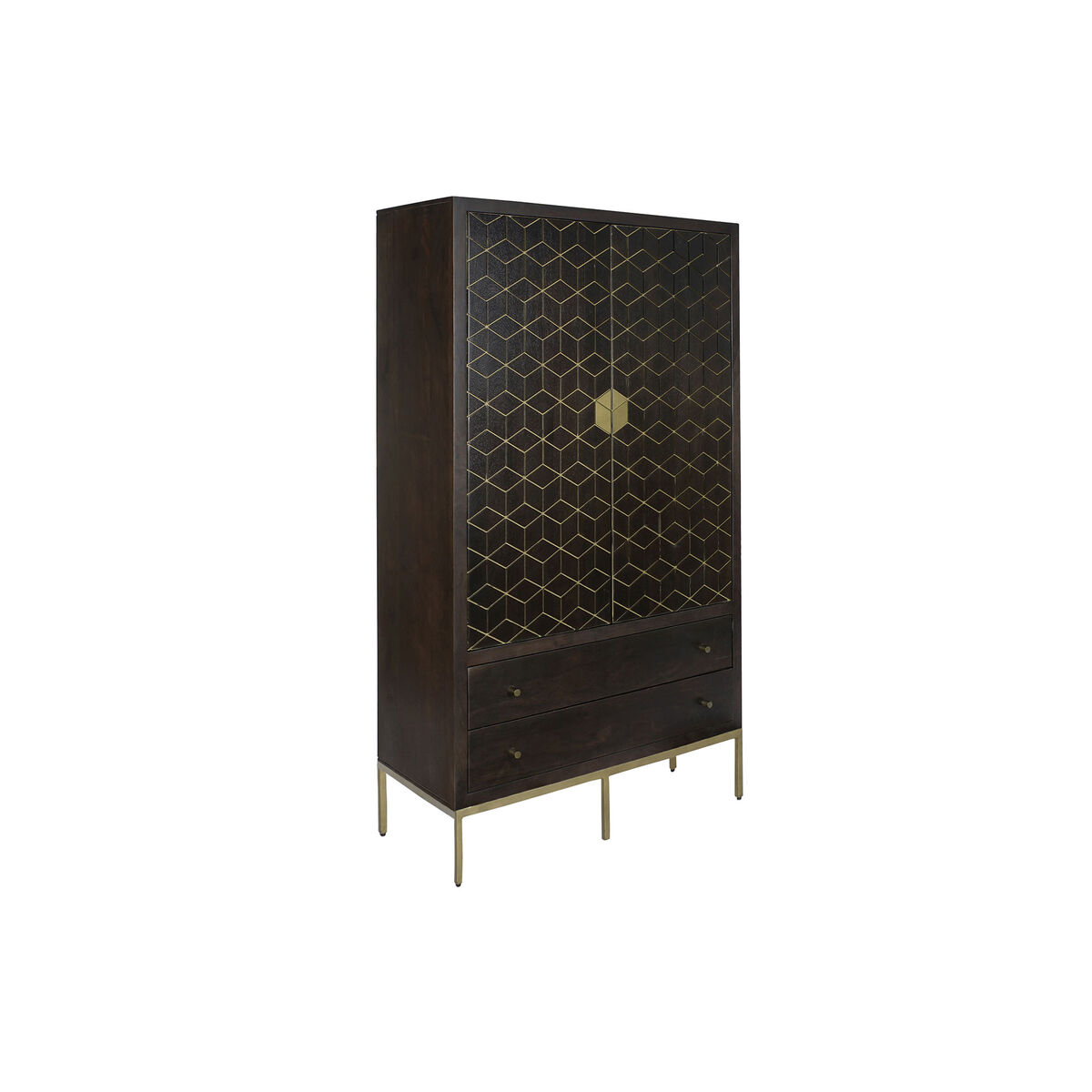 Skåp DKD Home Decor 100 x 40 x 175 cm Svart Metall Akaciaträ