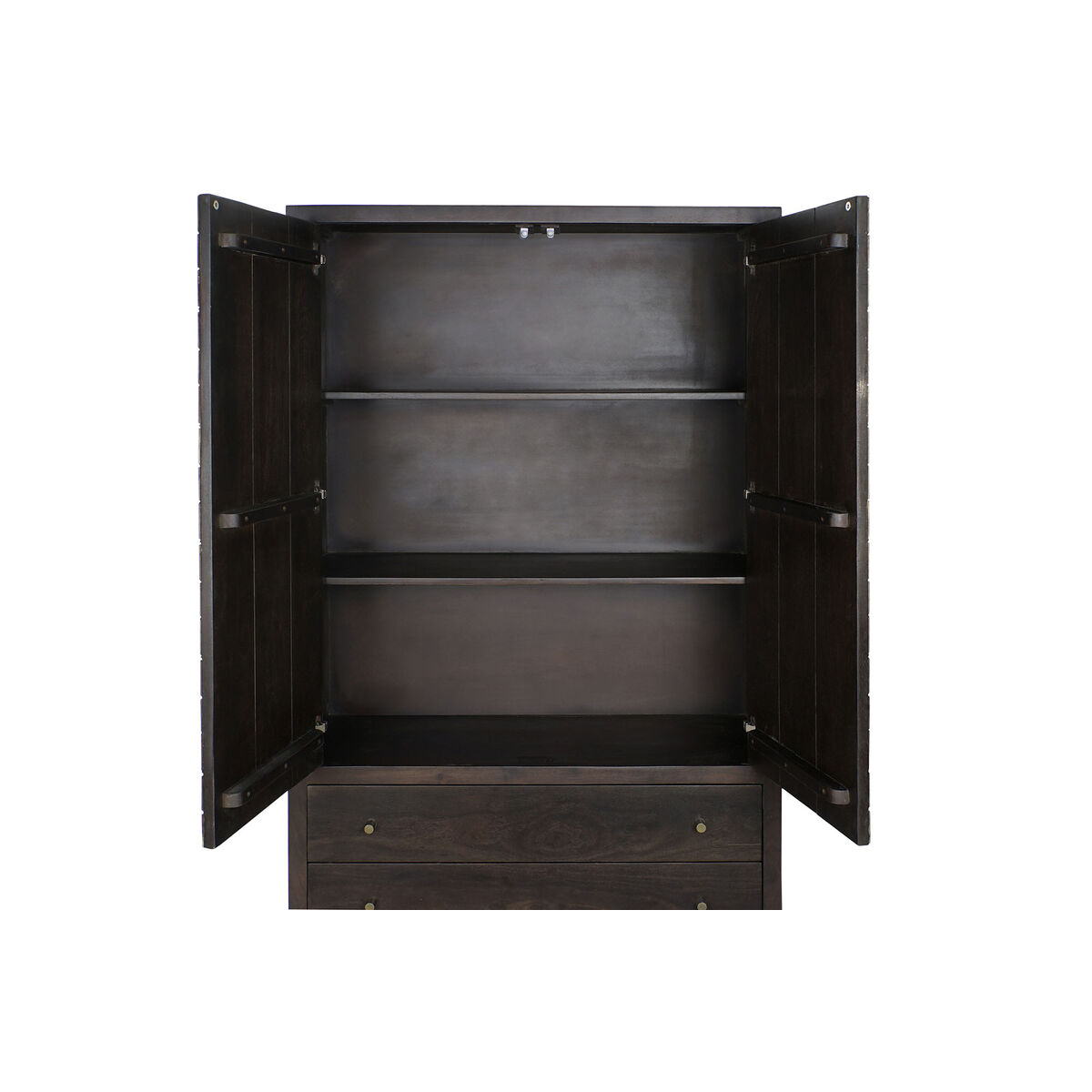 Skåp DKD Home Decor 100 x 40 x 175 cm Svart Metall Akaciaträ - 4