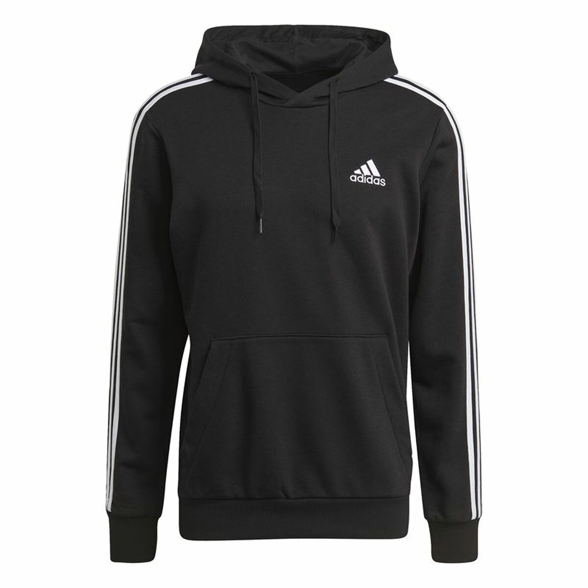 Tröja med huva Herr Adidas Essentials 3 Stripes Svart - 5