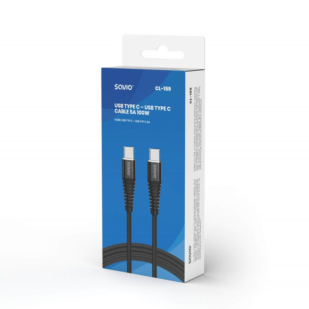 Kabel USB C Savio CL-159 Svart 1 m - 6
