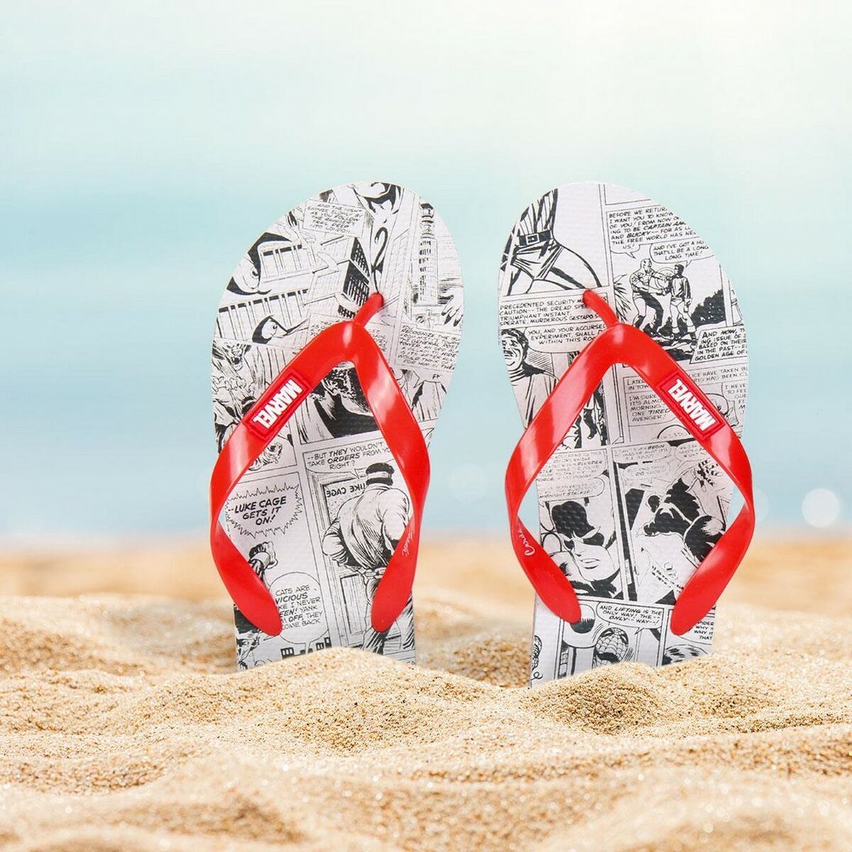 Strandtofflor för män Marvel Röd Grå - 2