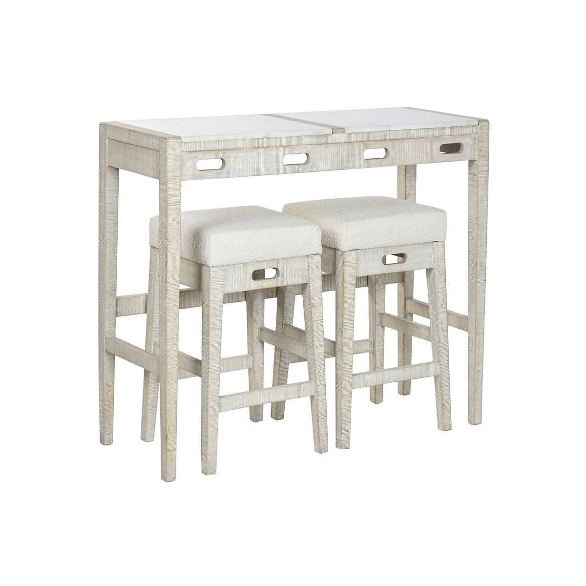 Bordsgrupp med stolar Home ESPRIT Vit Naturell 112 x 40 x 96 cm