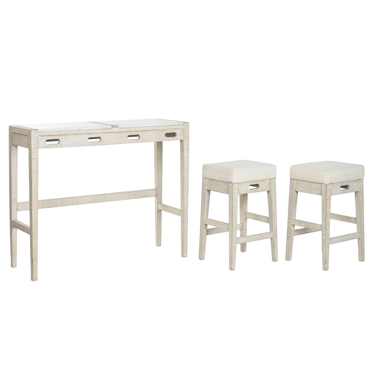 Bordsgrupp med stolar Home ESPRIT Vit Naturell 112 x 40 x 96 cm - 2