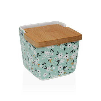 Saltkar med lock Versa Bellis Virágok Keramik 8,8 x 8,5 x 8,8 cm