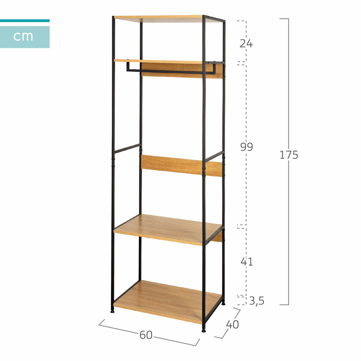 Skåp Max Home Stål Melamin spånskiva 60 x 175 x 40 cm - 4
